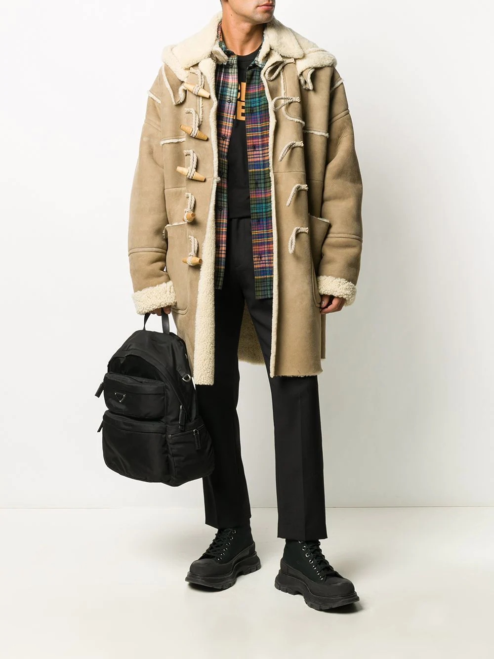 shearling-lined duffle coat - 2