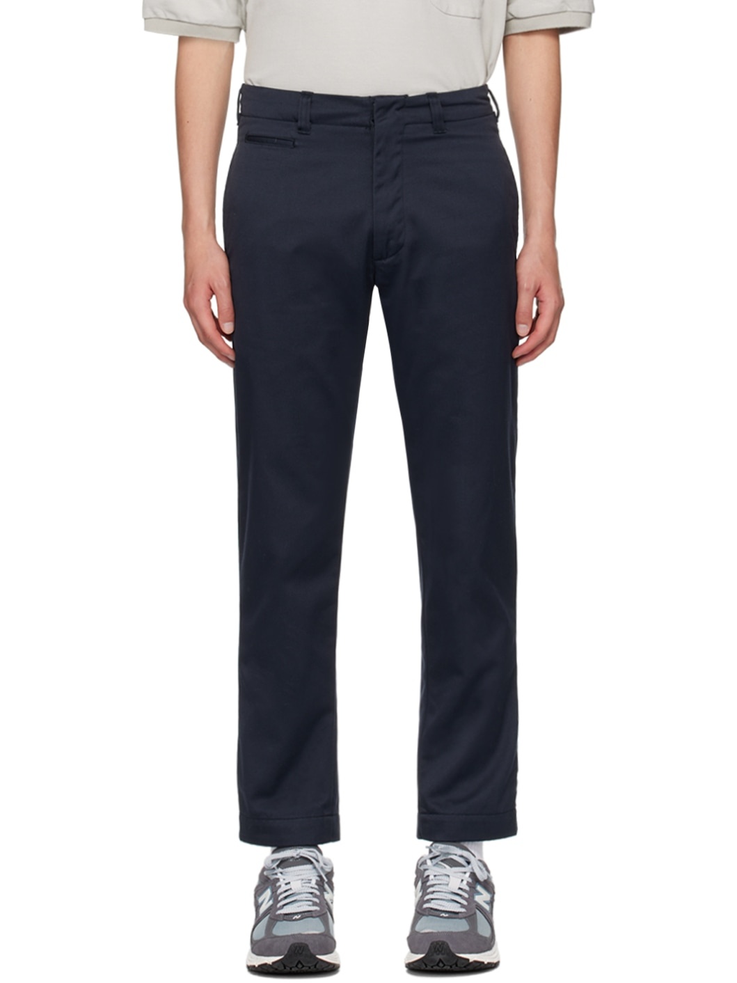 Navy Straight-Leg Trousers - 1