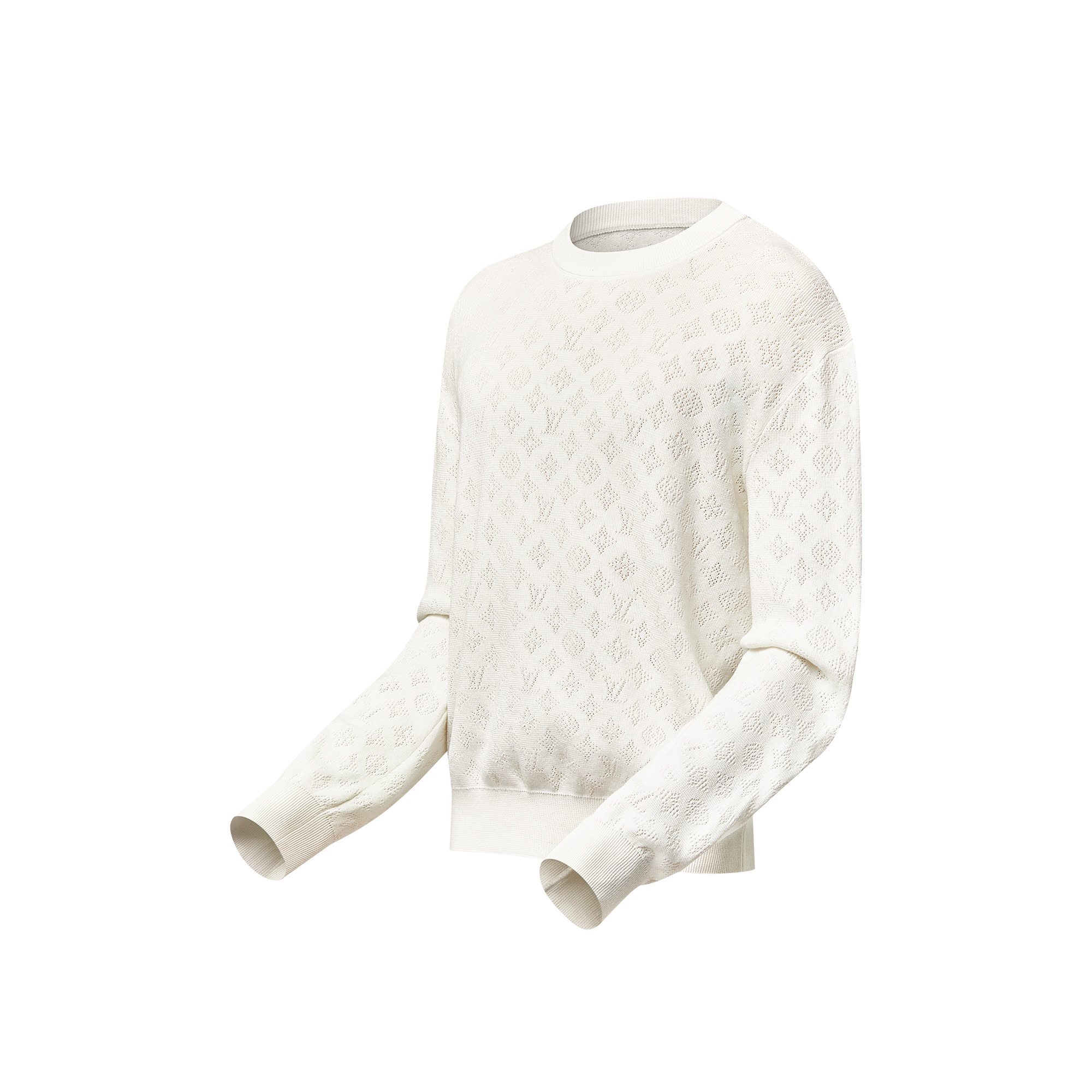 Monogram Pointelle Cotton Pullover - 2