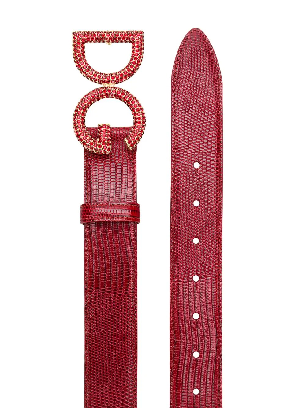 crystal embellished logo buckle belt - 2