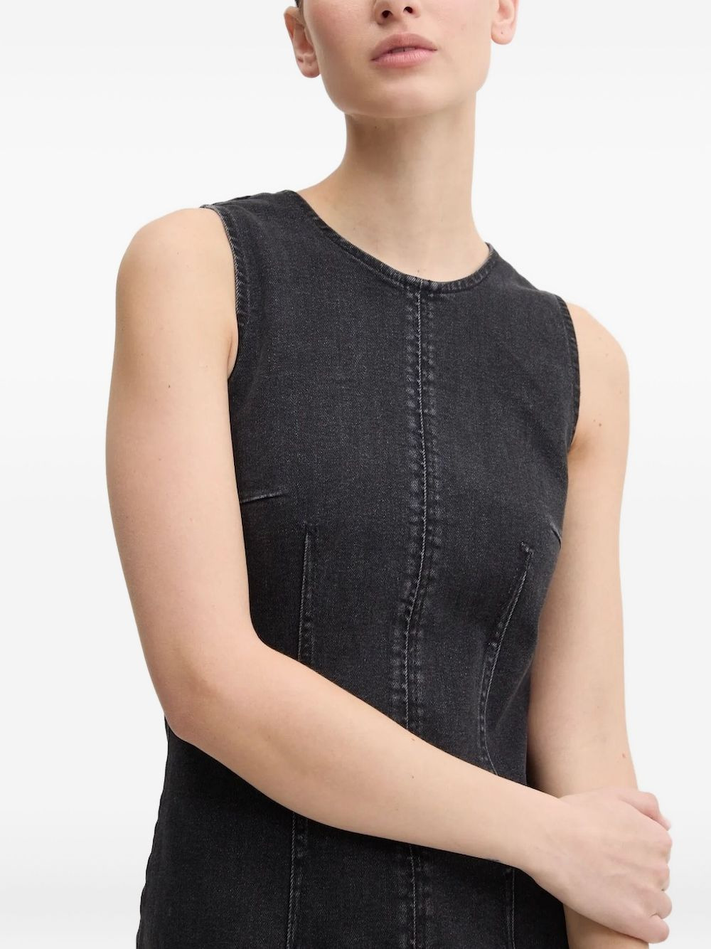 sleeveless seam-detail midi dress - 3