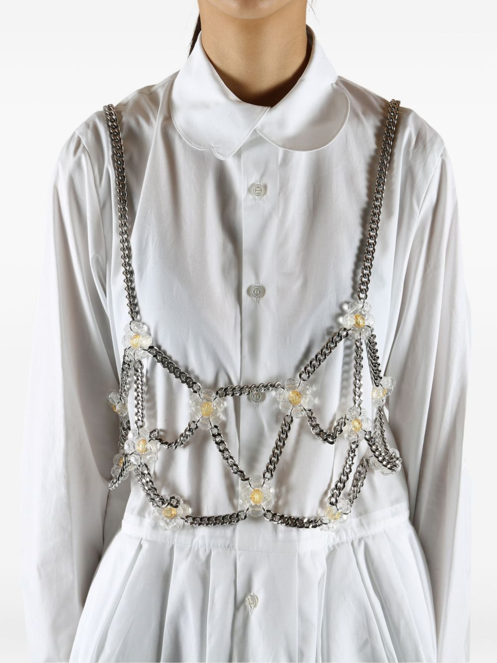 flower-embellished chain top - 2