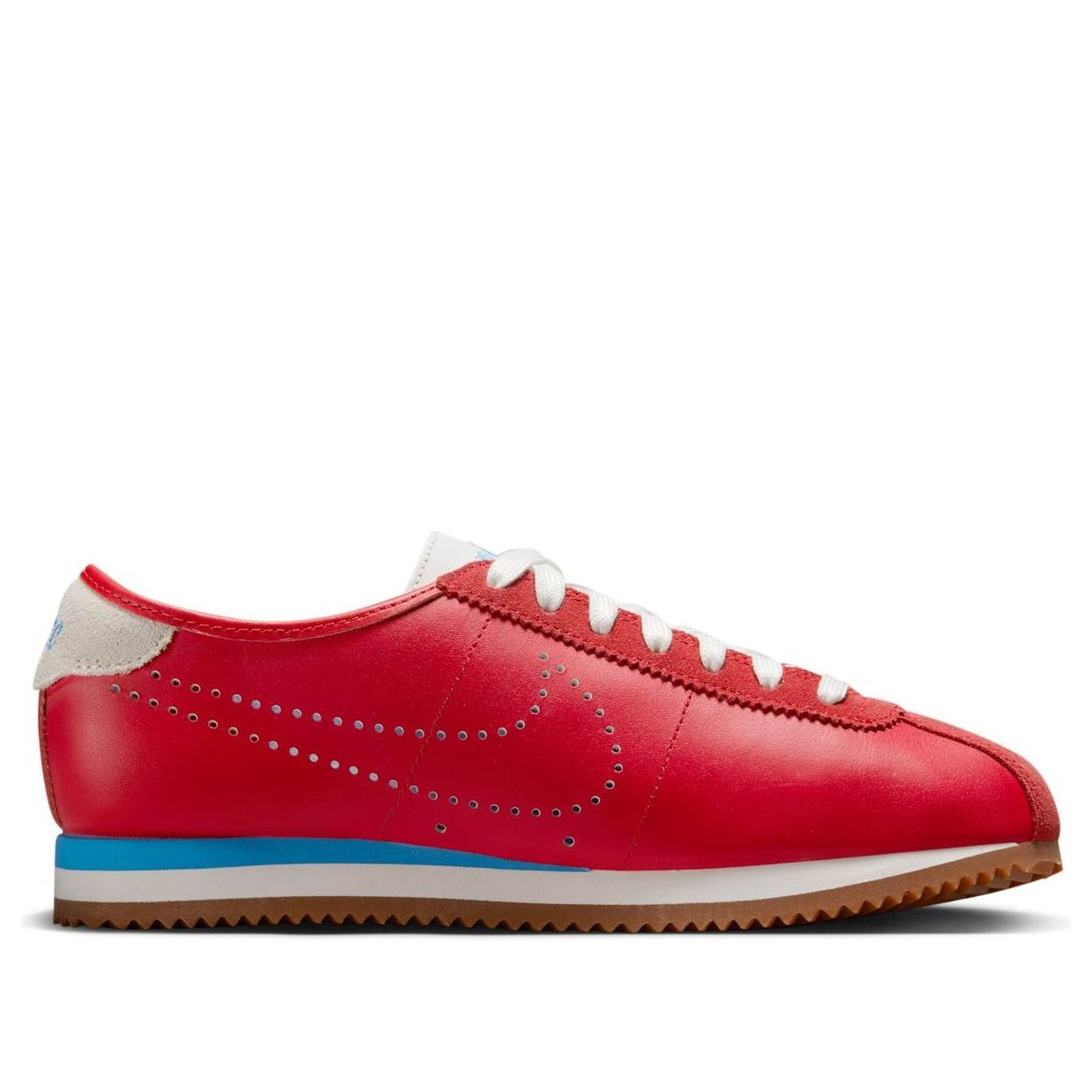 (WMNS) Nike Cortez Leather 'University Red Blue Perforated Swoosh' HQ1841-600 - 2