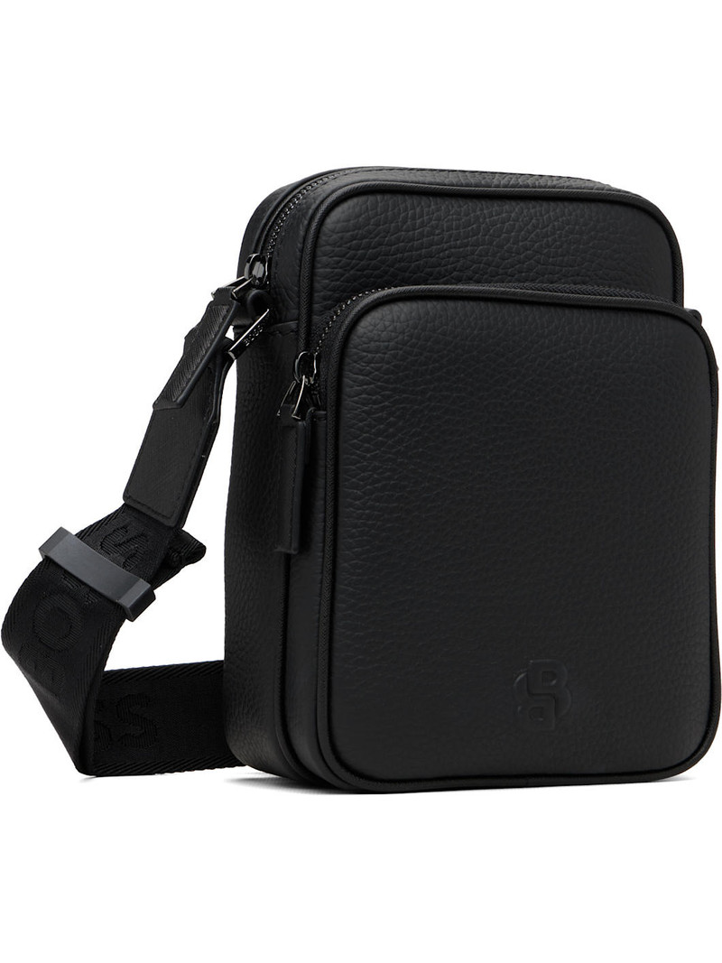 BOSS Black Italian-Leather Double B Reporter Bag outlook