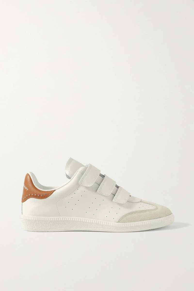 Beth suede-trimmed leather sneakers 1