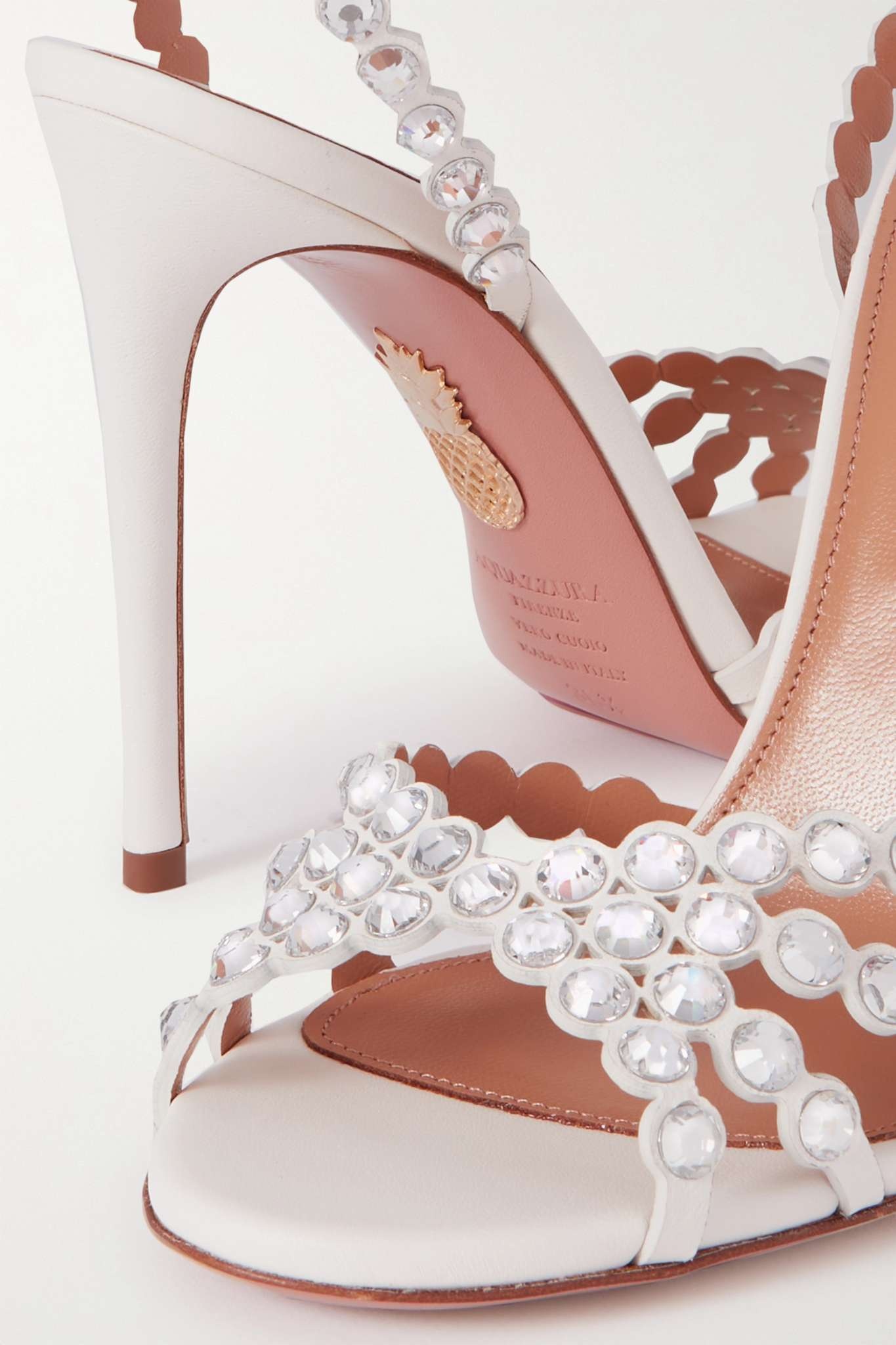 AQUAZZURA Tequila 105 metallic leather and crystal-embellished PVC