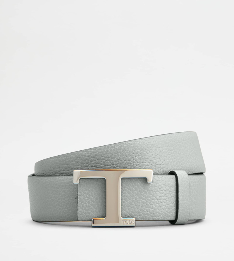 T TIMELESS REVERSIBLE BELT IN LEATHER - GREY, BLUE 1