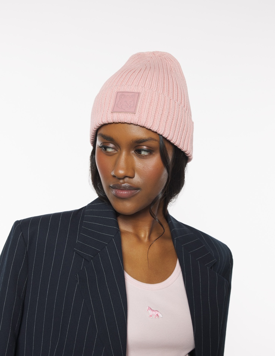 BOLD FOX HEAD LEATHER PATCH BEANIE - 2