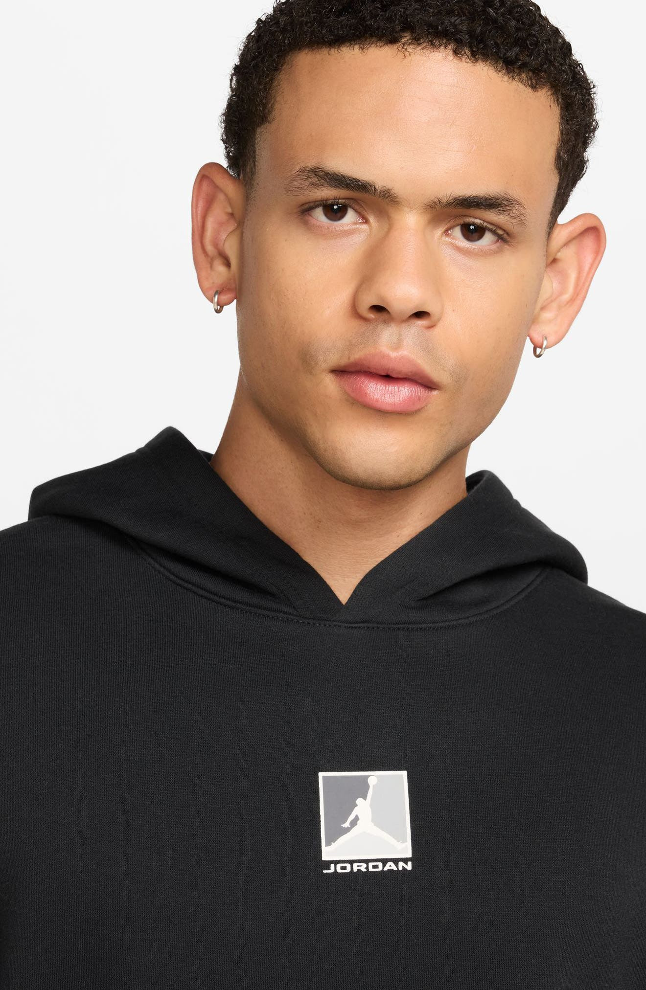 Jordan Graphic Print Brooklyn Fleece Hoodie in Black/White at Nordstrom - 3