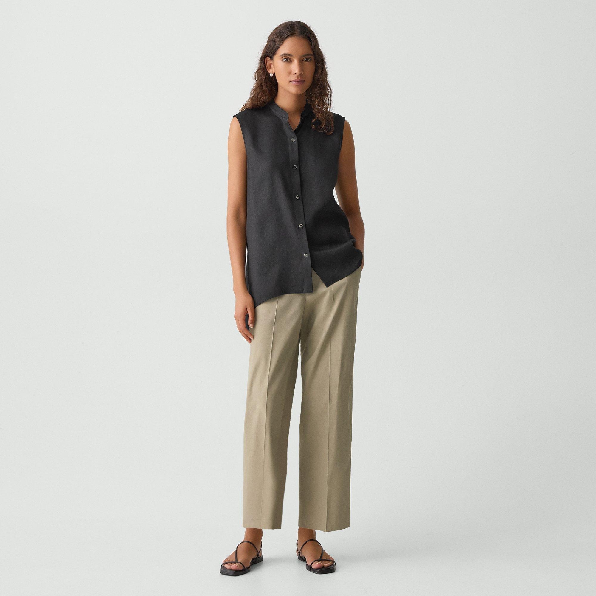 Sleeveless Asymmetrical Shirt in Linen-Viscose - 5