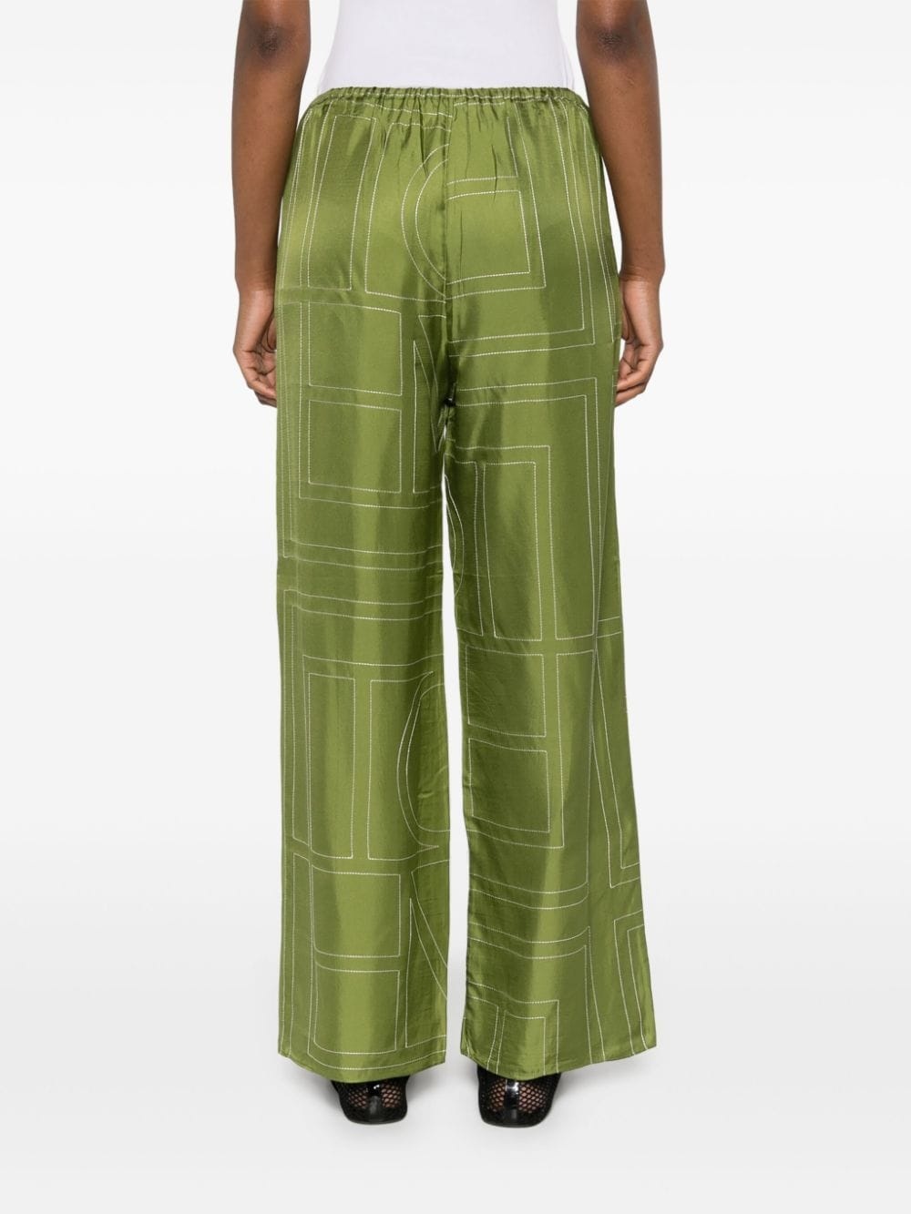 monogram silk straight-leg trousers - 4