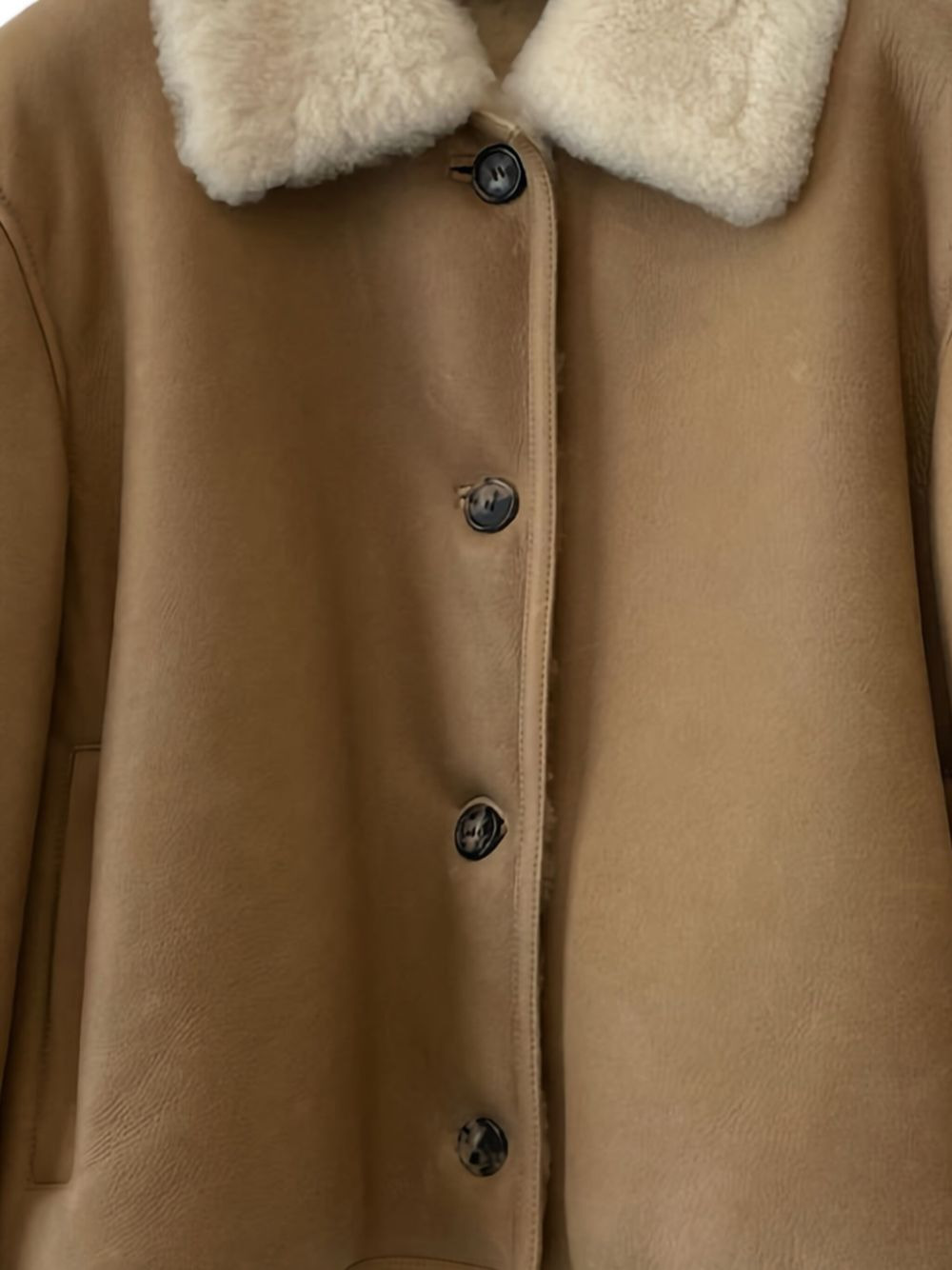 shearling-collared buttoned jacket - 2
