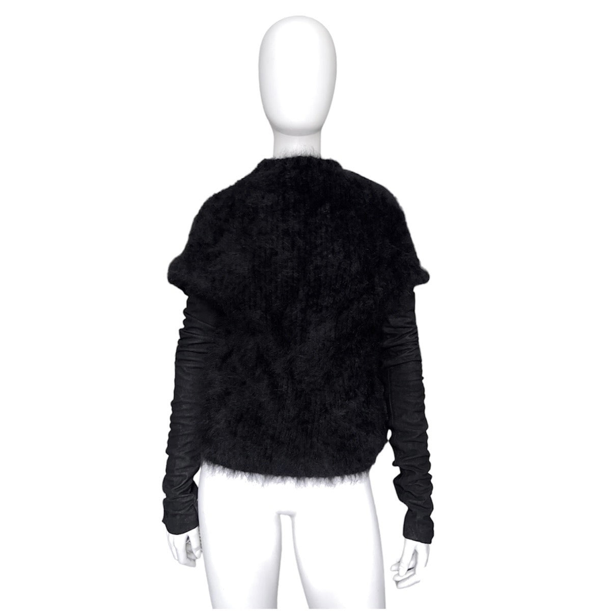 Rick Owens falll 2013 monster alpaca wool hair leather sleeves sweater S - 4