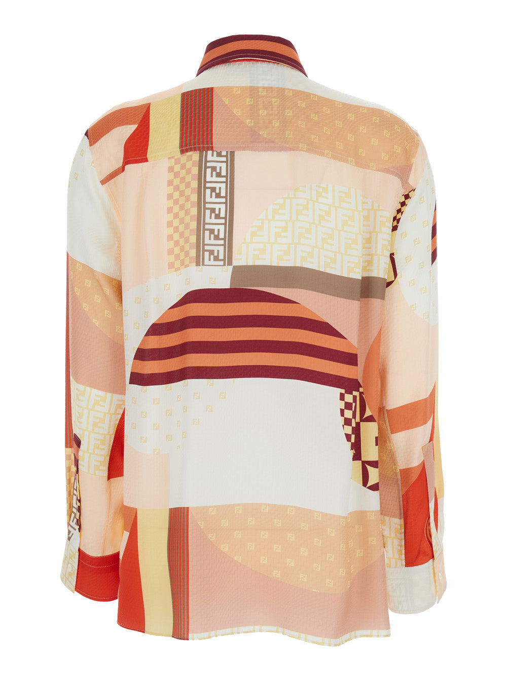Fendi Women Multicolor Shirt With Classic Collar And All-Over Patchwork Print In Silk Woman - 2
