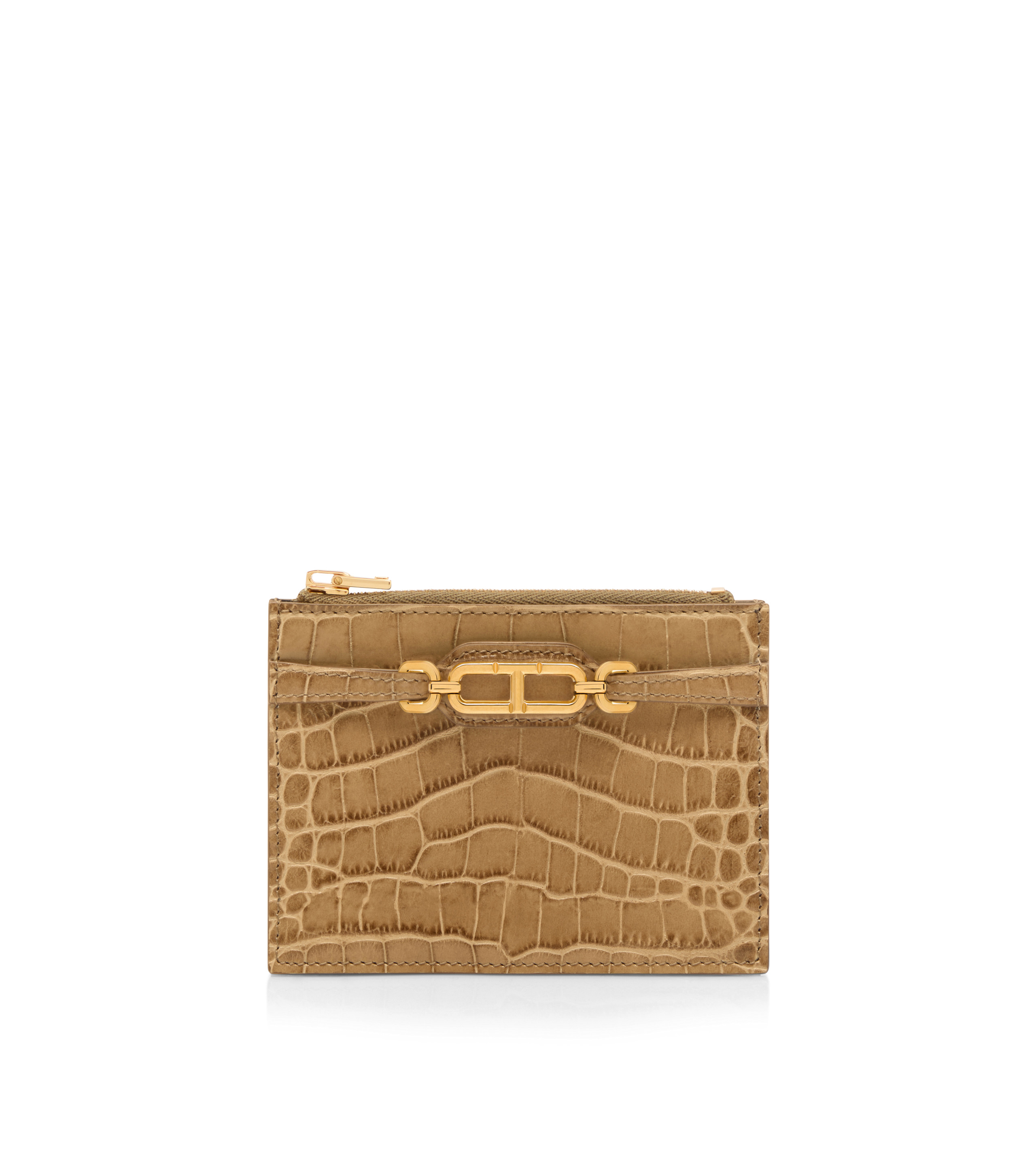 STAMPED CROCODILE LEATHER WHITNEY ZIPPED CARD HOLDER - 1