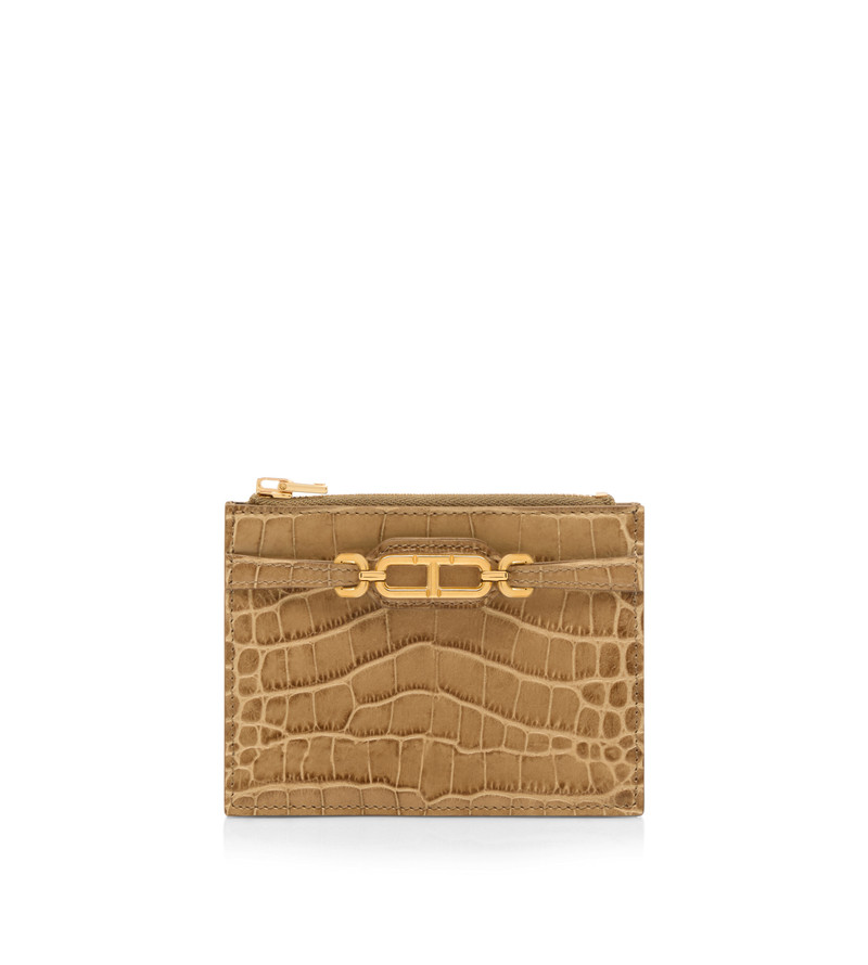 STAMPED CROCODILE LEATHER WHITNEY ZIPPED CARD HOLDER 1