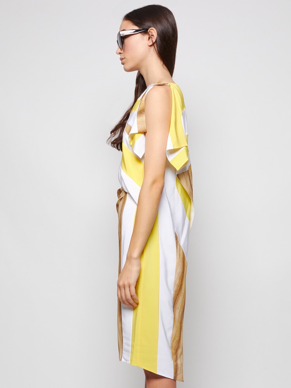 Flag And Animal Print Silk Asymmetric Dress - 4
