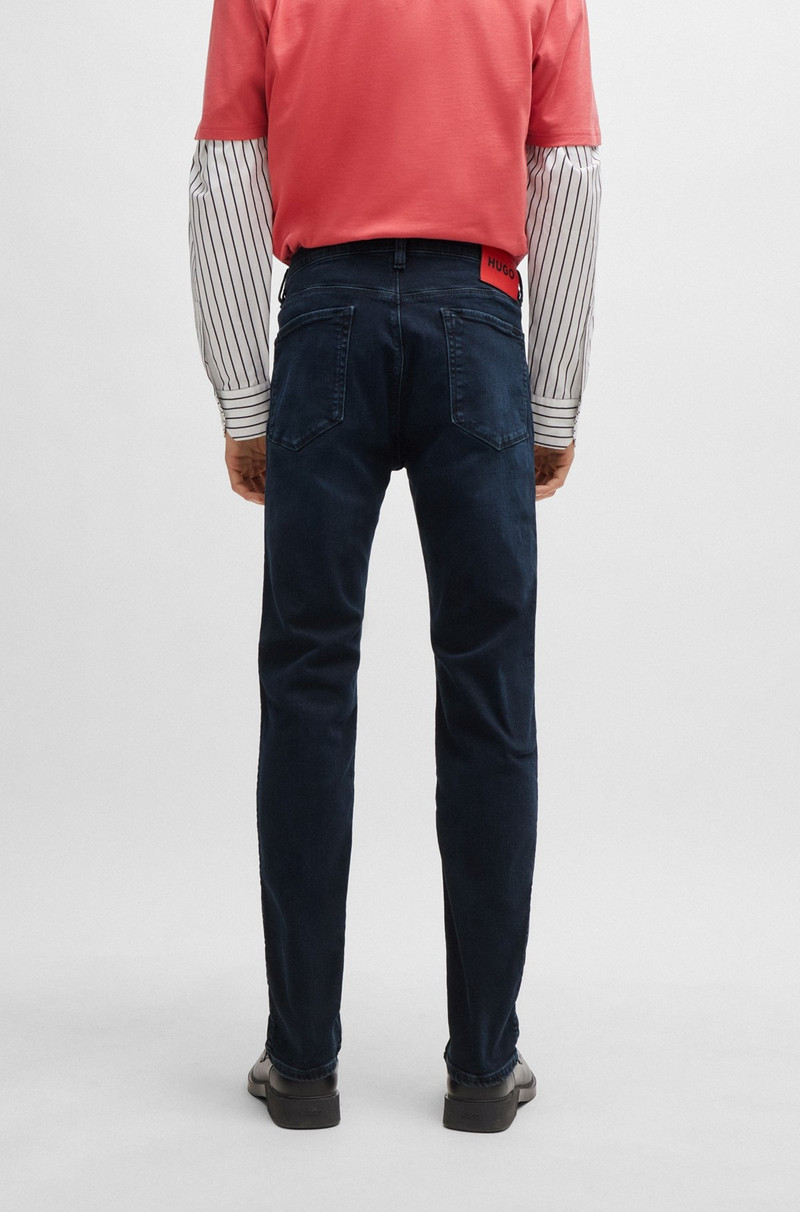SLIM-FIT JEANS IN BLUE-BLACK STRETCH DENIM 4