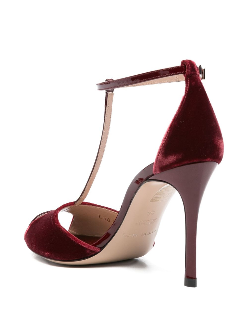 95mm velvet T-bar heeled pumps - 3