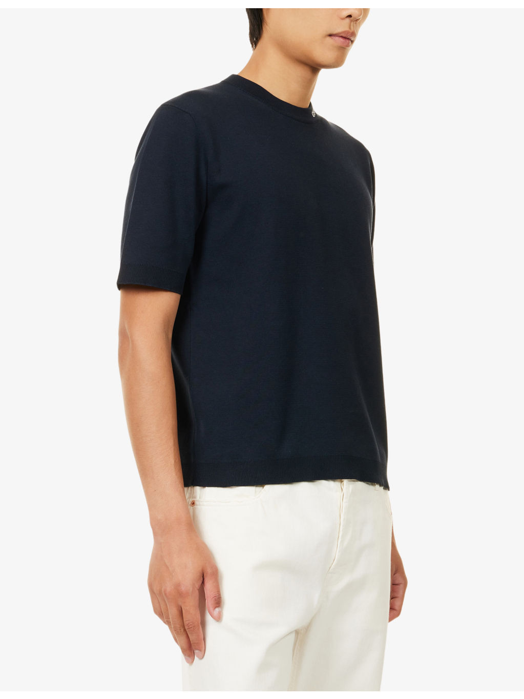 Logo-Print Short-Sleeves Knitted T-Shirt - 3