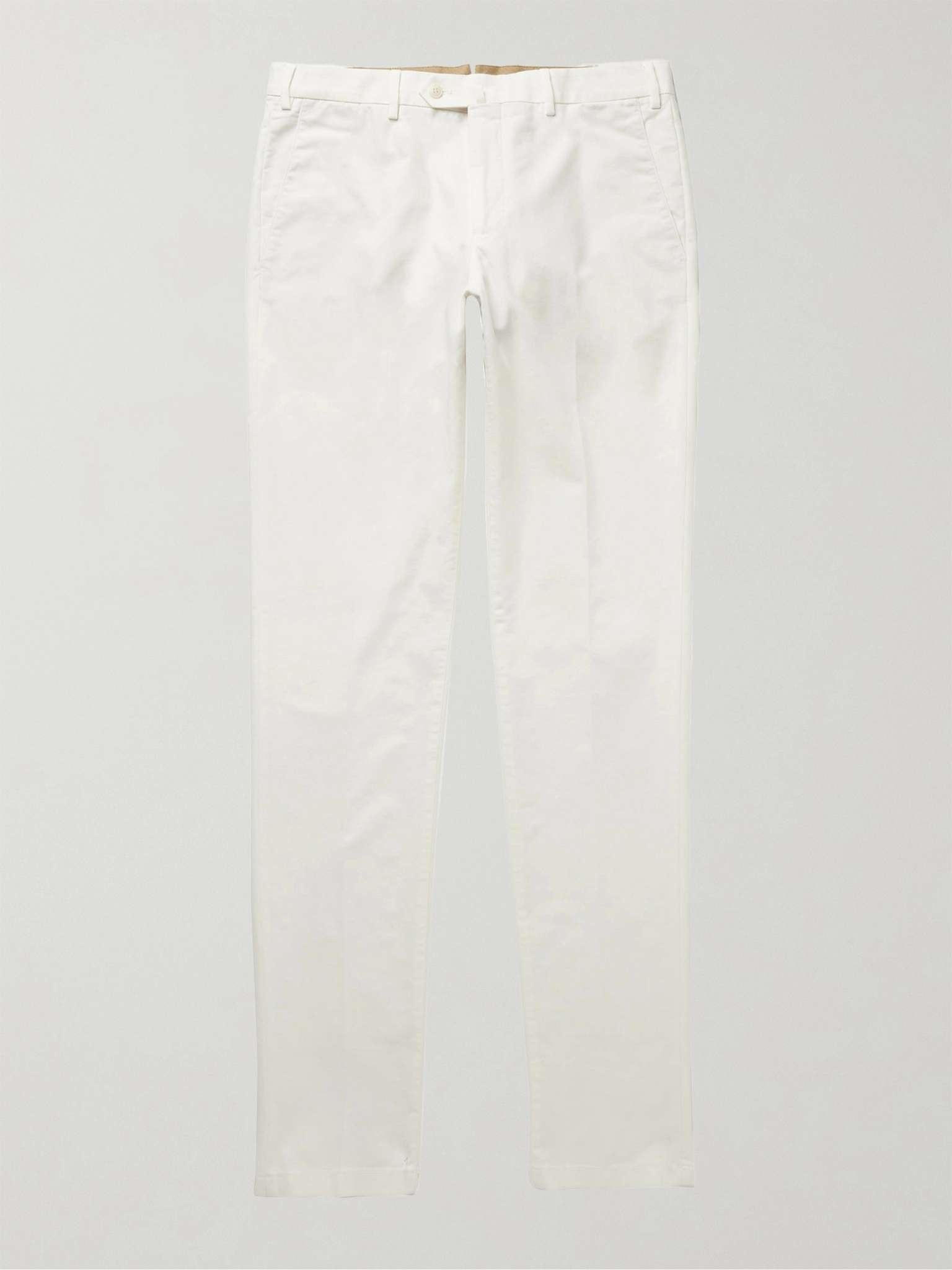 Slim-Fit Washed Cotton-Blend Trousers - 1