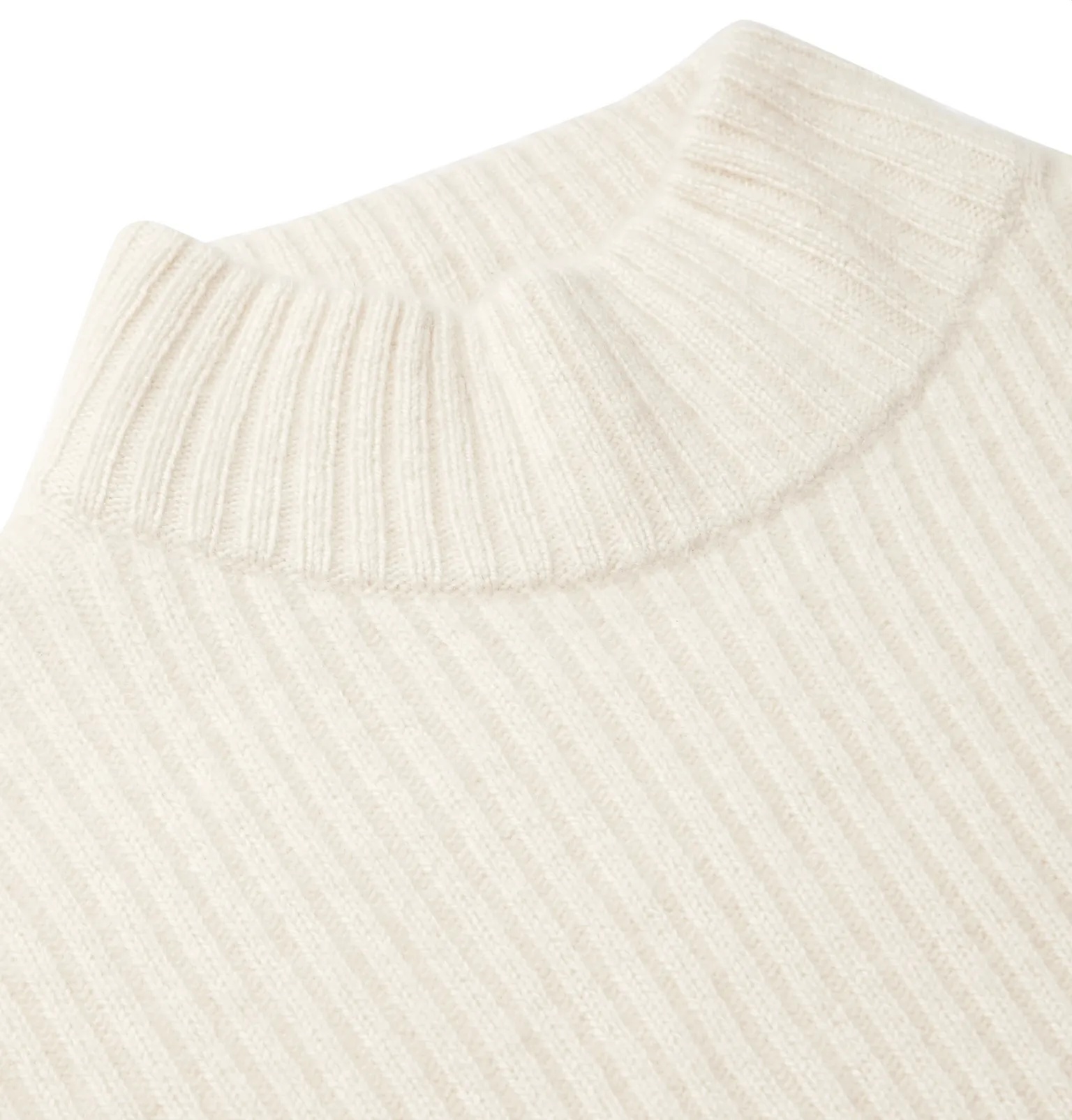 Ribbed Cashmere Mock-Neck Sweater - 5