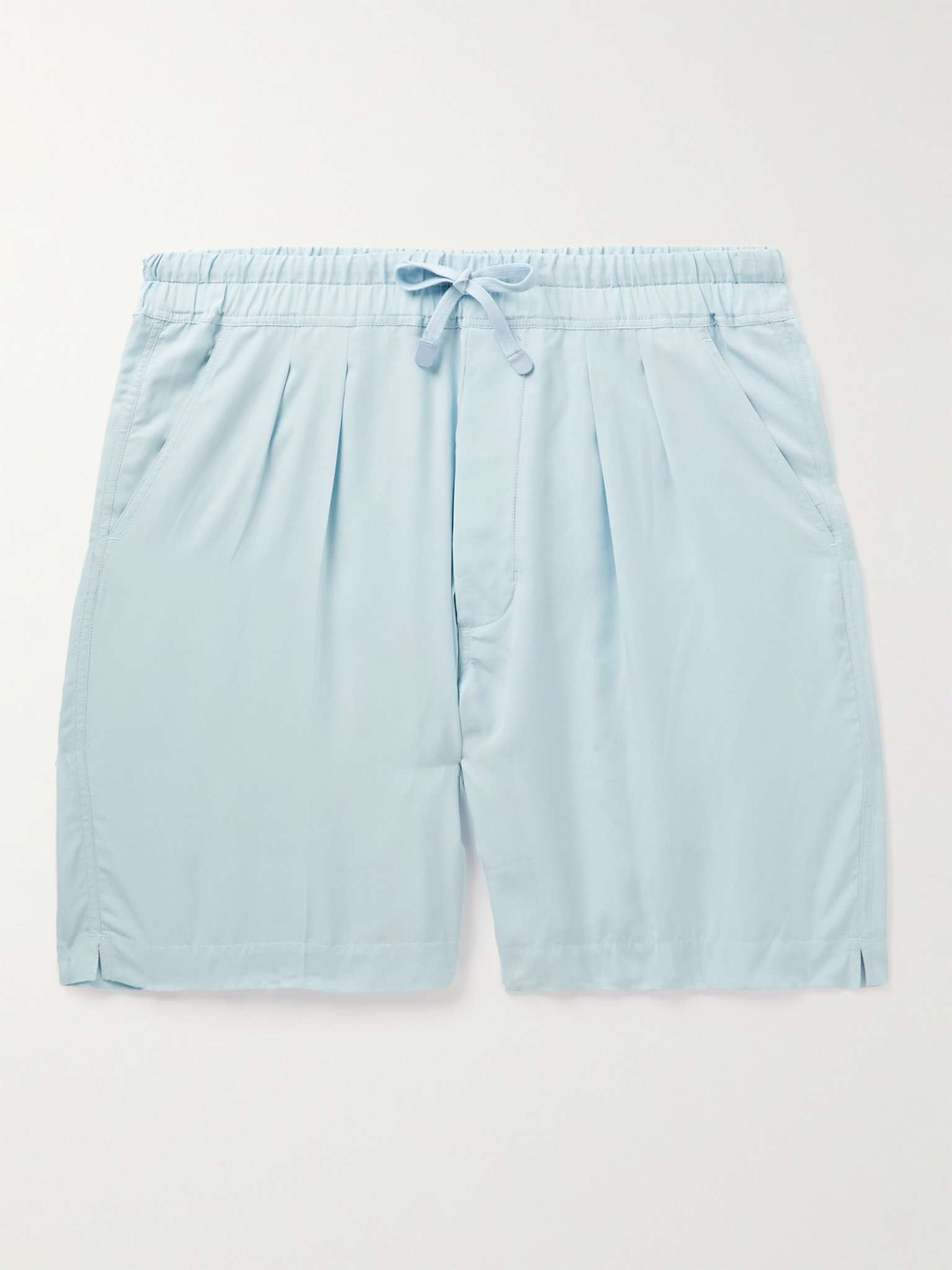 Straight-Leg Pleated Lyocell Drawstring Shorts - 1