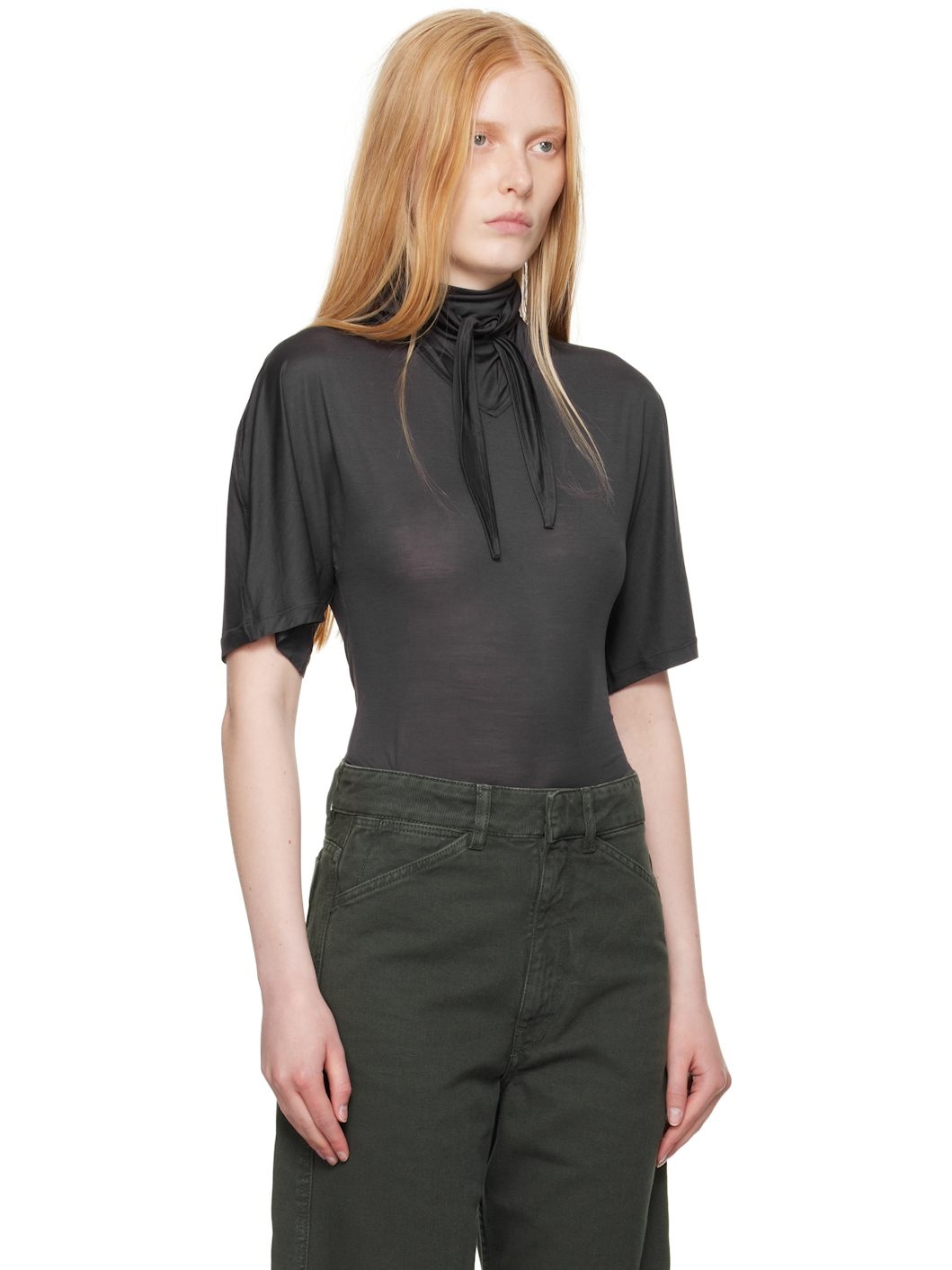 Gray Short Sleeve Foulard T-shirt - 2