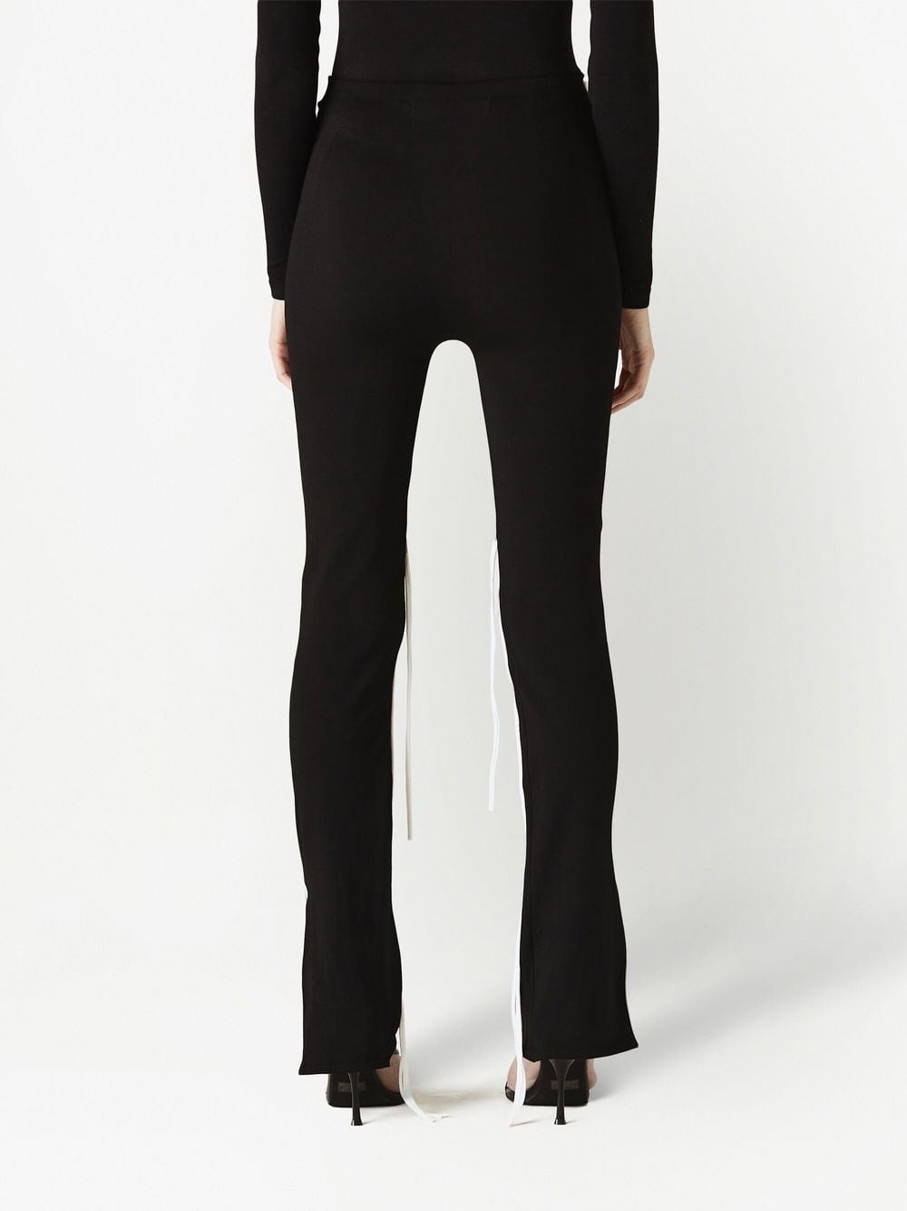 contrast-trim flared trousers - 3