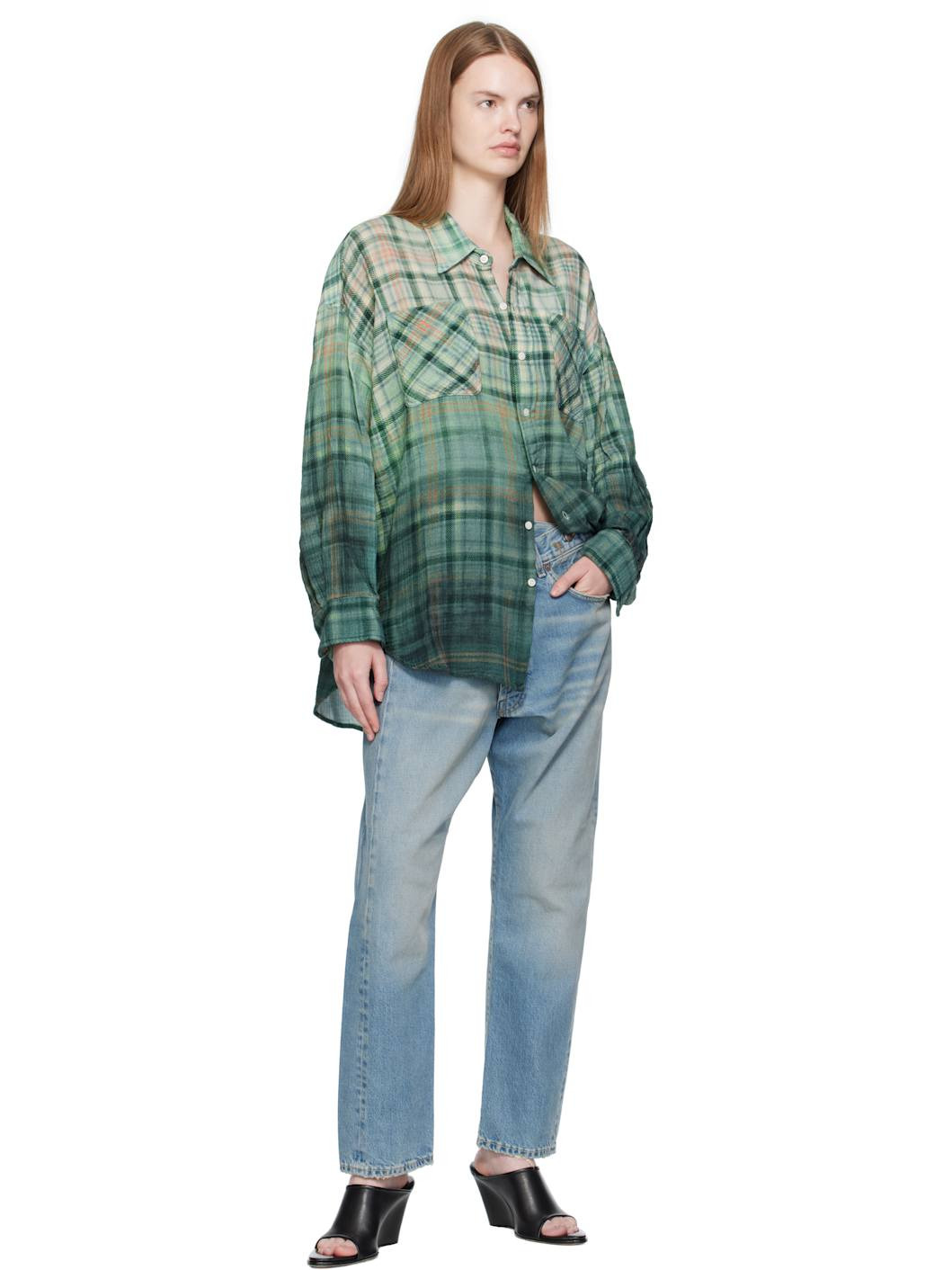 Green Drop Neck Work Shirt - 4