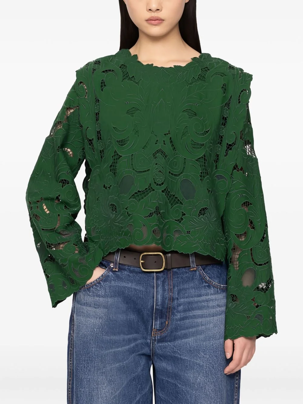 Ceci open-work long-sleeve blouse - 1