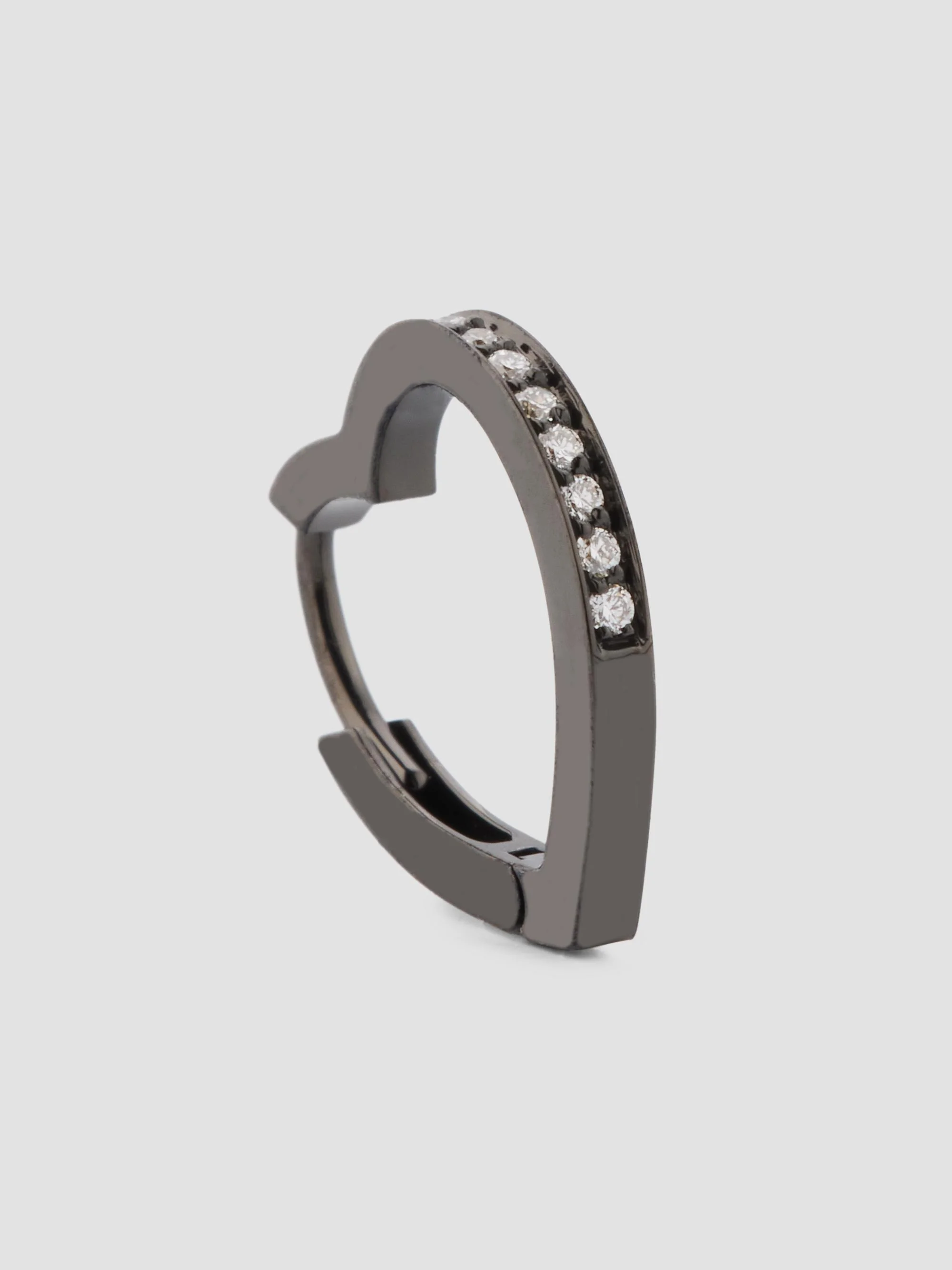 Women's Antifer 18K Black Gold & 0.06 TCW Diamond Heart Hoop Earring - Black Gold - 1