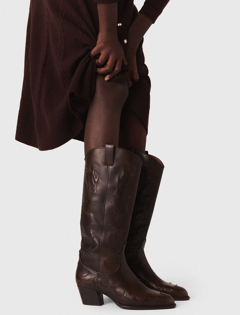 Leather cowboy boots 6