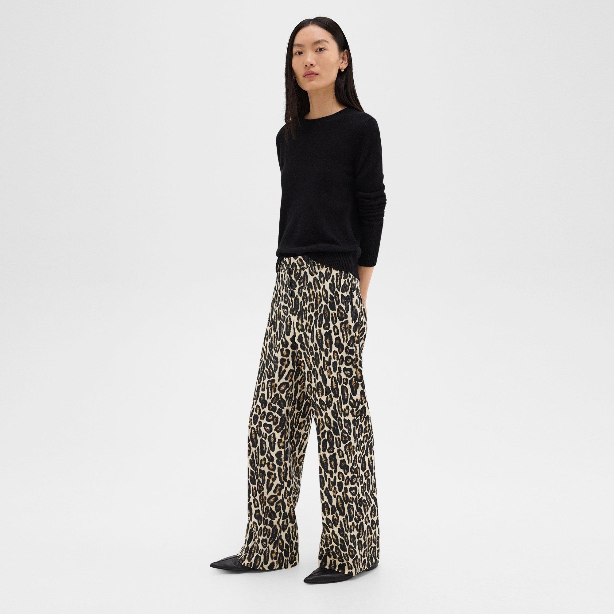 Relaxed Straight Pant  in Stretch Leopard Wool - 3