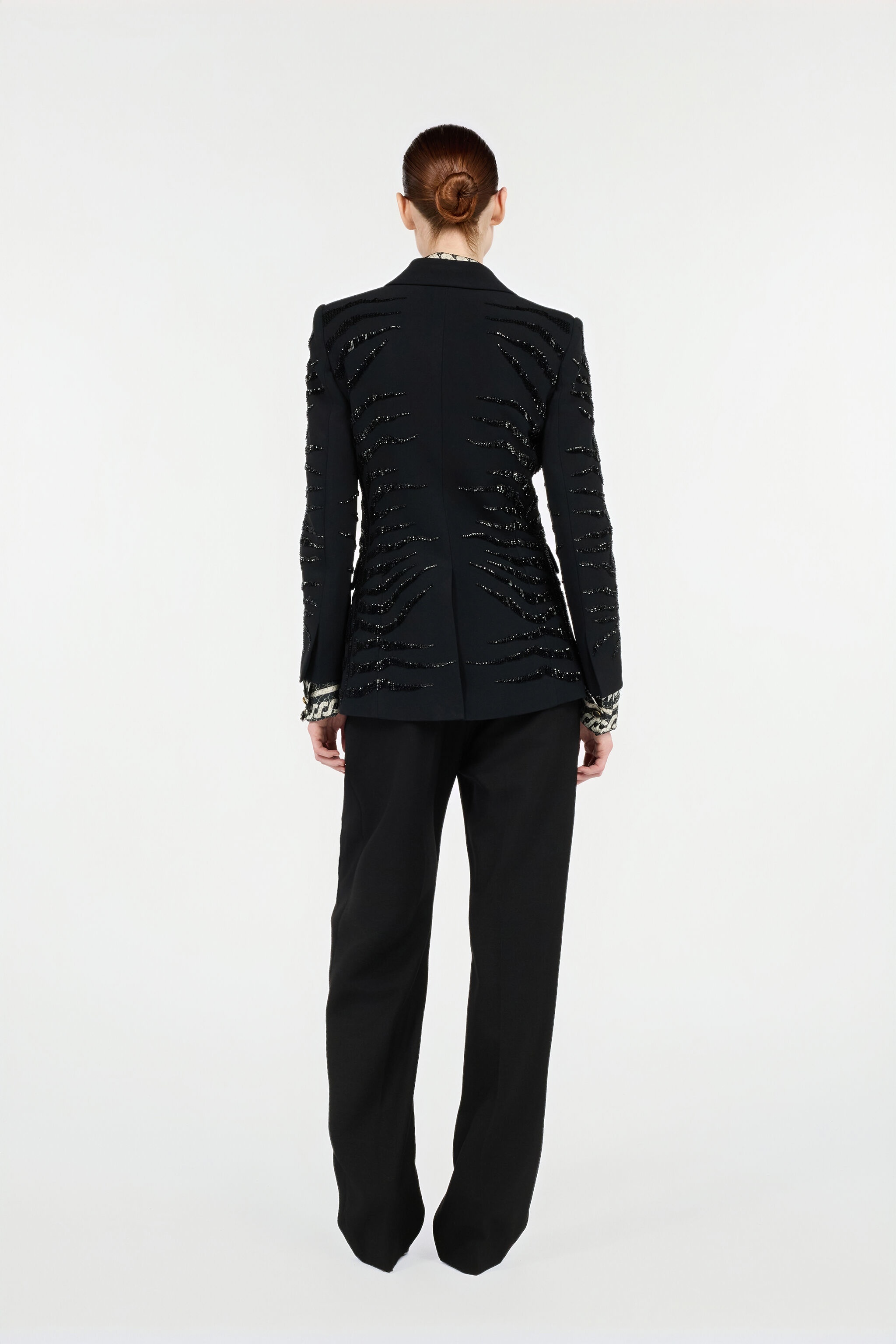 Black Jacket with Zebra Sequin Pattern - 4