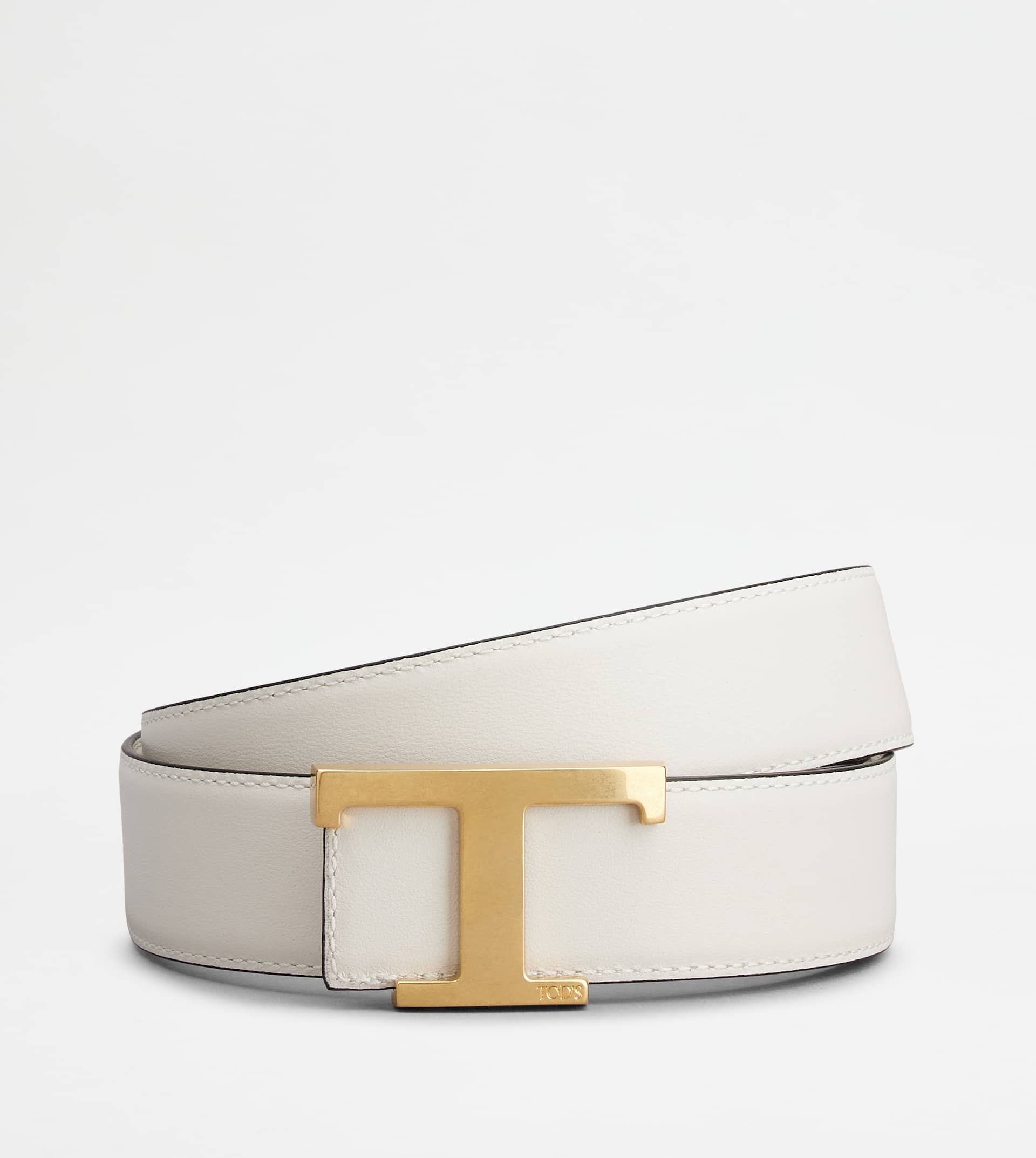 T TIMELESS REVERSIBLE BELT IN LEATHER - WHITE - 2