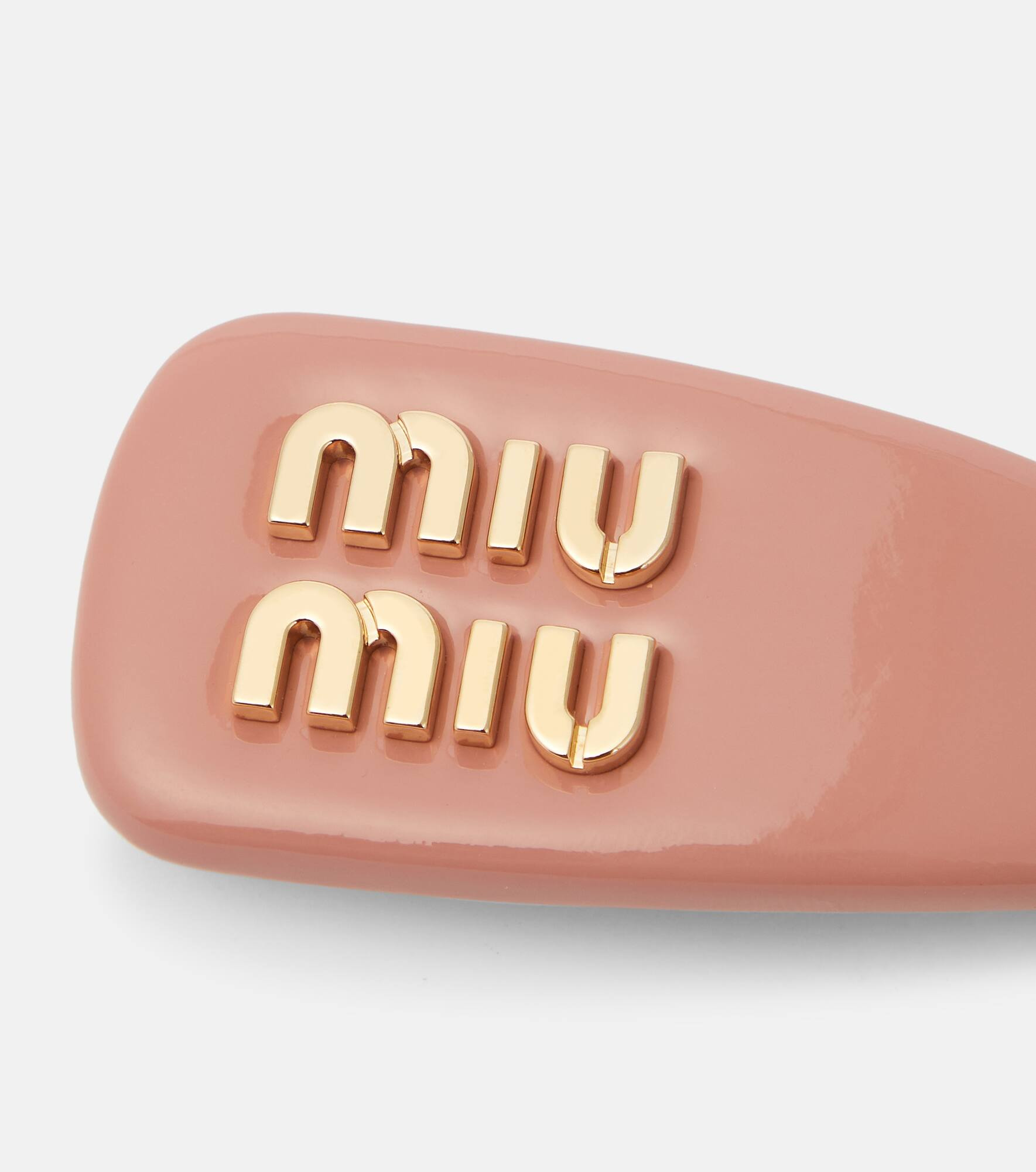 Logo patent leather hair clip - 3
