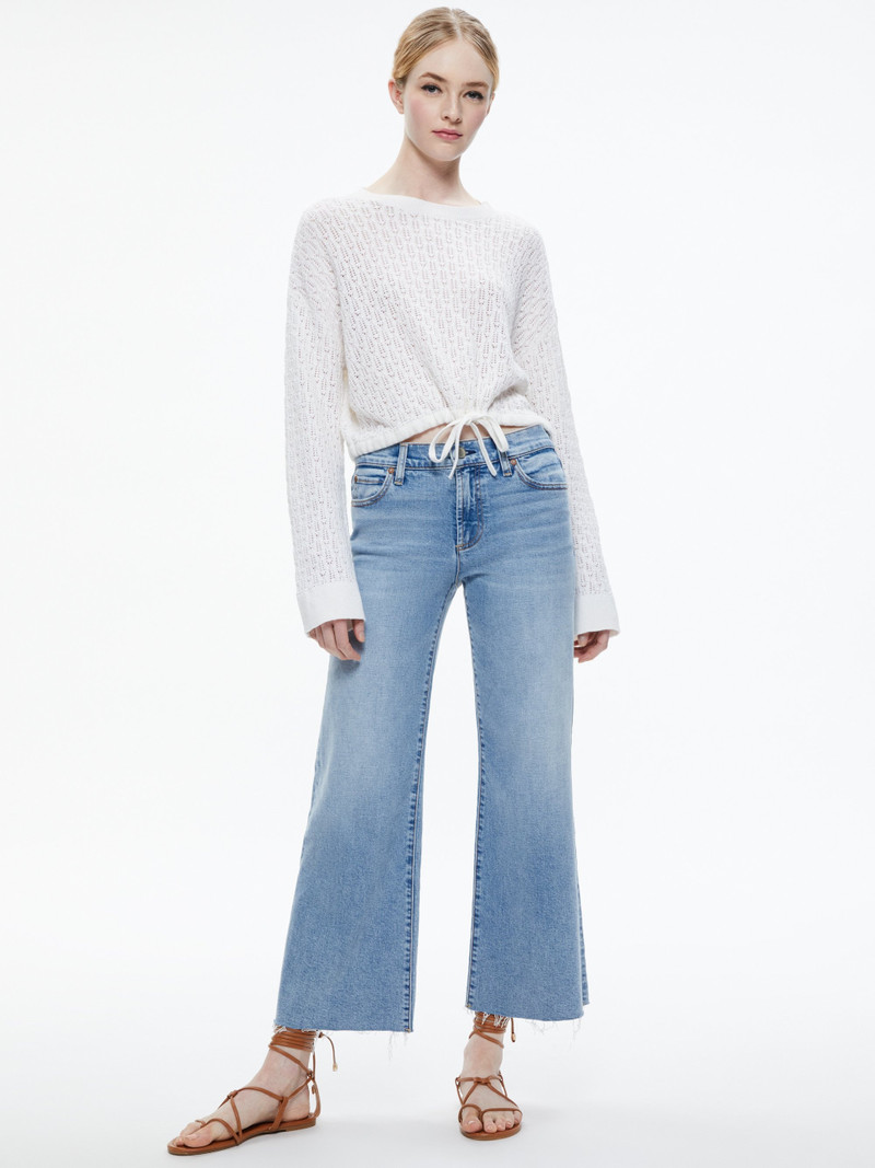 Alice + Olivia BERNETTA CROPPED PULLOVER WITH DRAWSTRING outlook