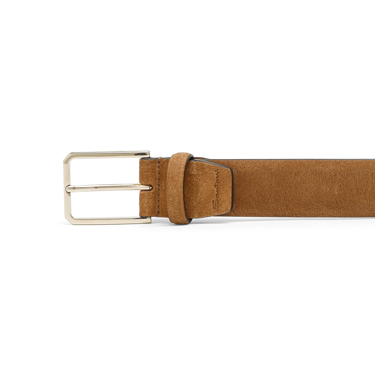 Men's light brown suede adjustable belt - 2