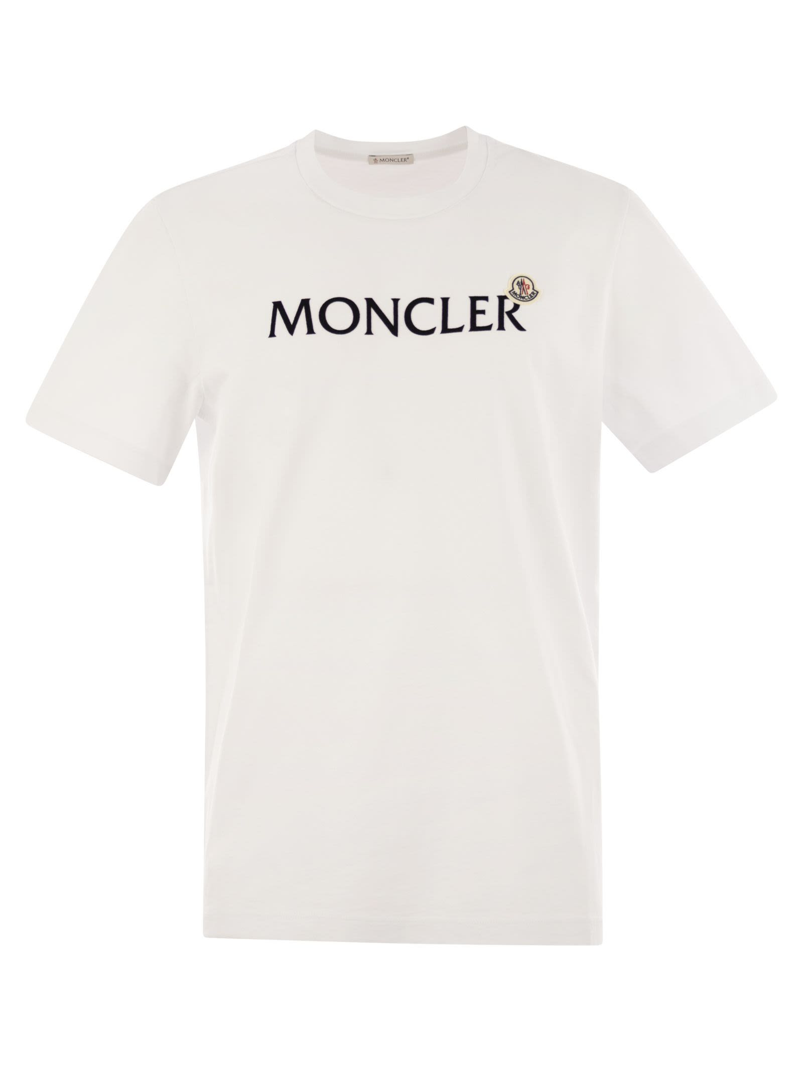 Moncler Men T-Shirt With Flocked Cotton Logo - 1