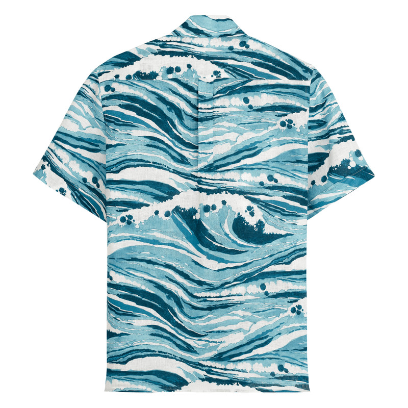 Men Linen Bowling Shirt Wave - Vilebrequin x Maison Kitsuné 2