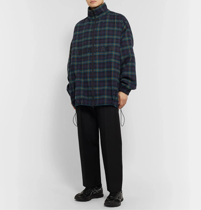 BALENCIAGA Oversized Logo-Embroidered Checked Cotton-Flannel Track Jacket outlook