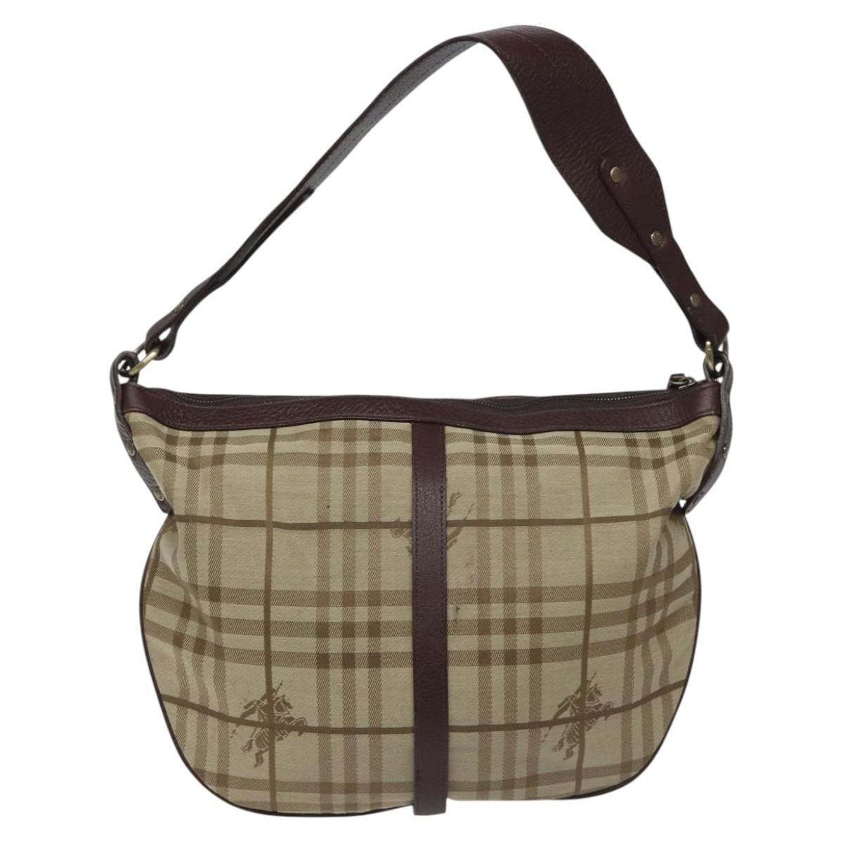 Burberry Nova Check Shoulder Bag Canvas Leather Beige Brown - 3