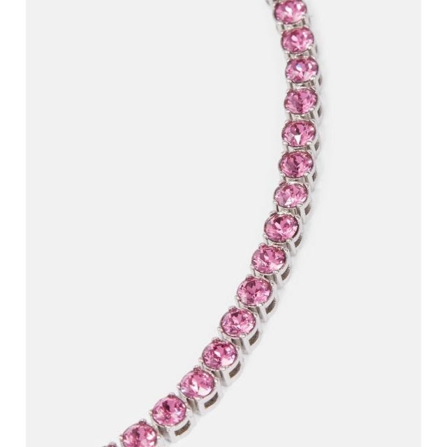 Tennis necklace with pink crystals - 3