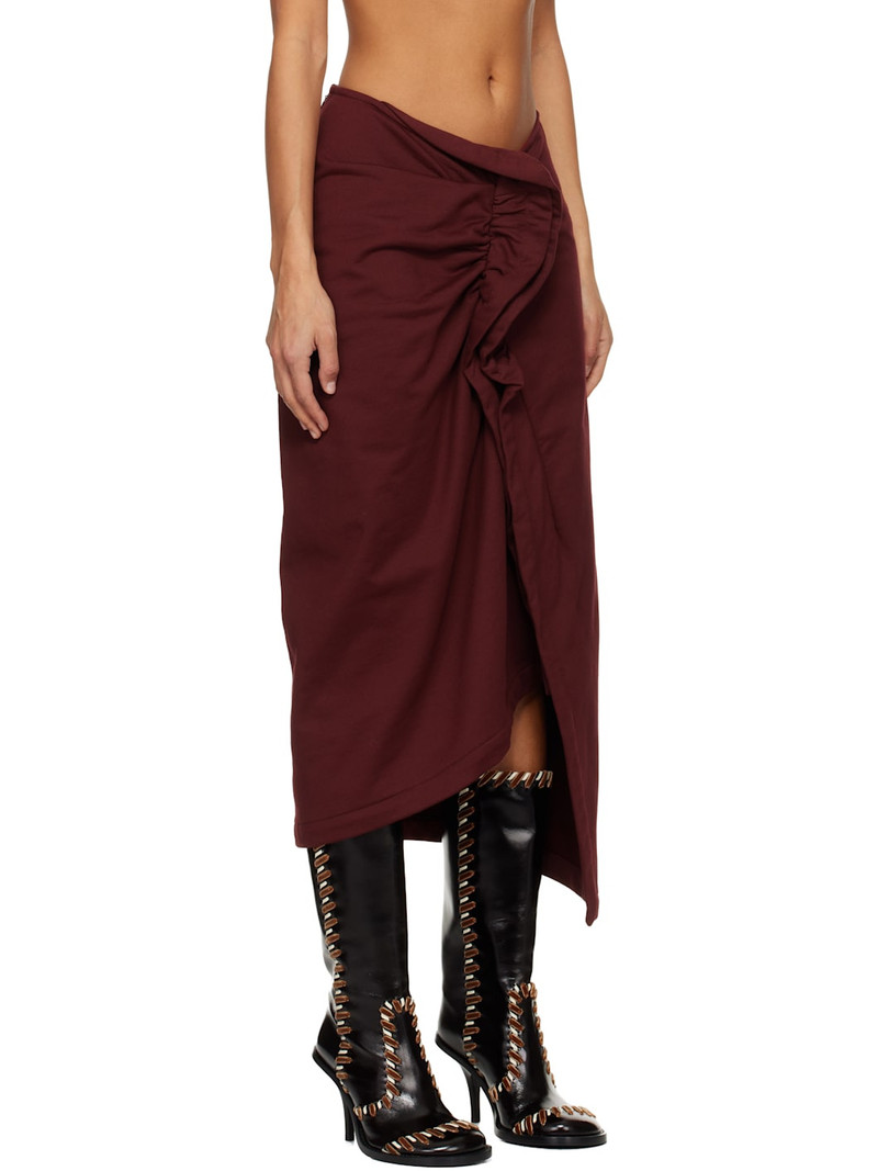 Red Ruffled Cotton Midi Skirt 2