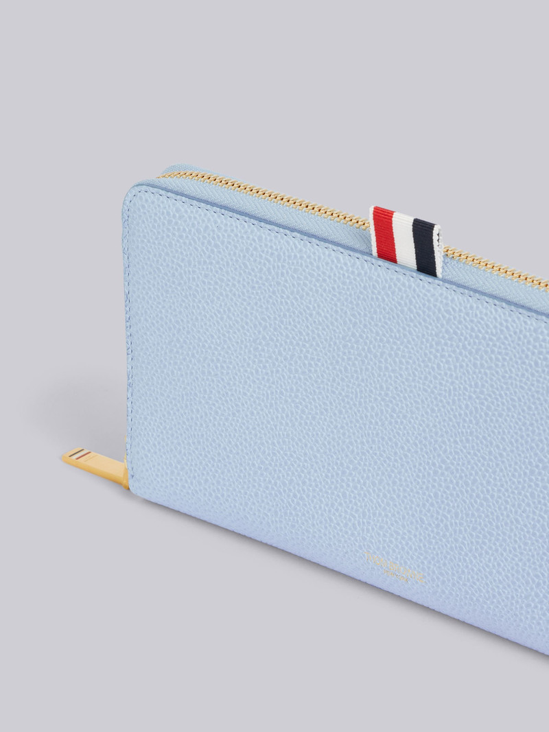 Thom Browne Light Blue Pebbled Long Zip-Around Purse outlook