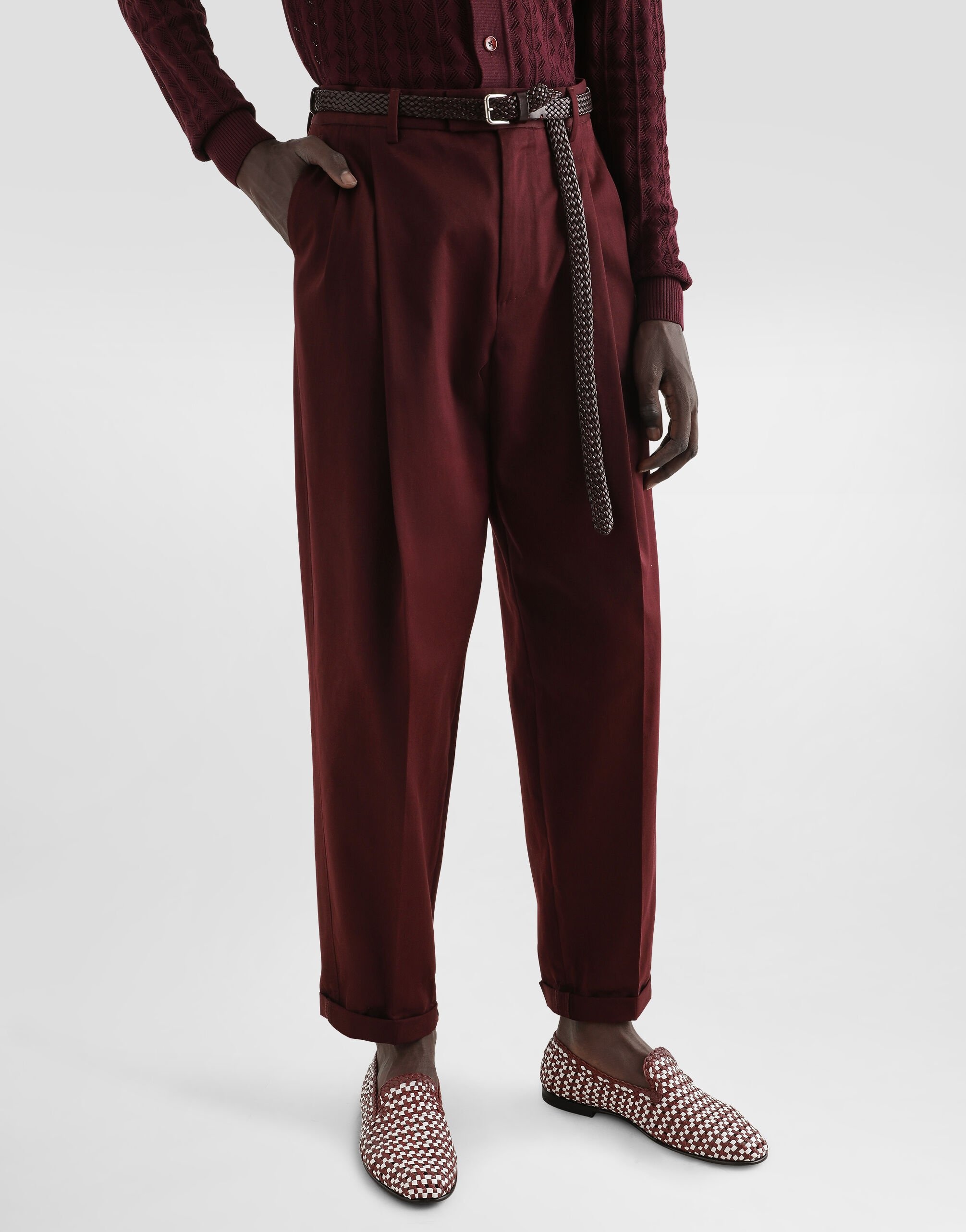 Cotton gabardine pants with double darts - 4