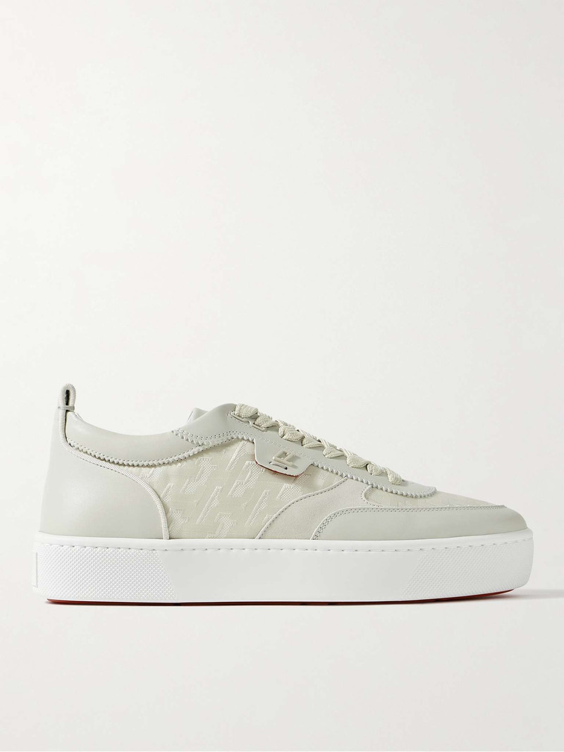 Happyrui Suede-Trimmed Leather and Canvas-Jacquard Sneakers - 1