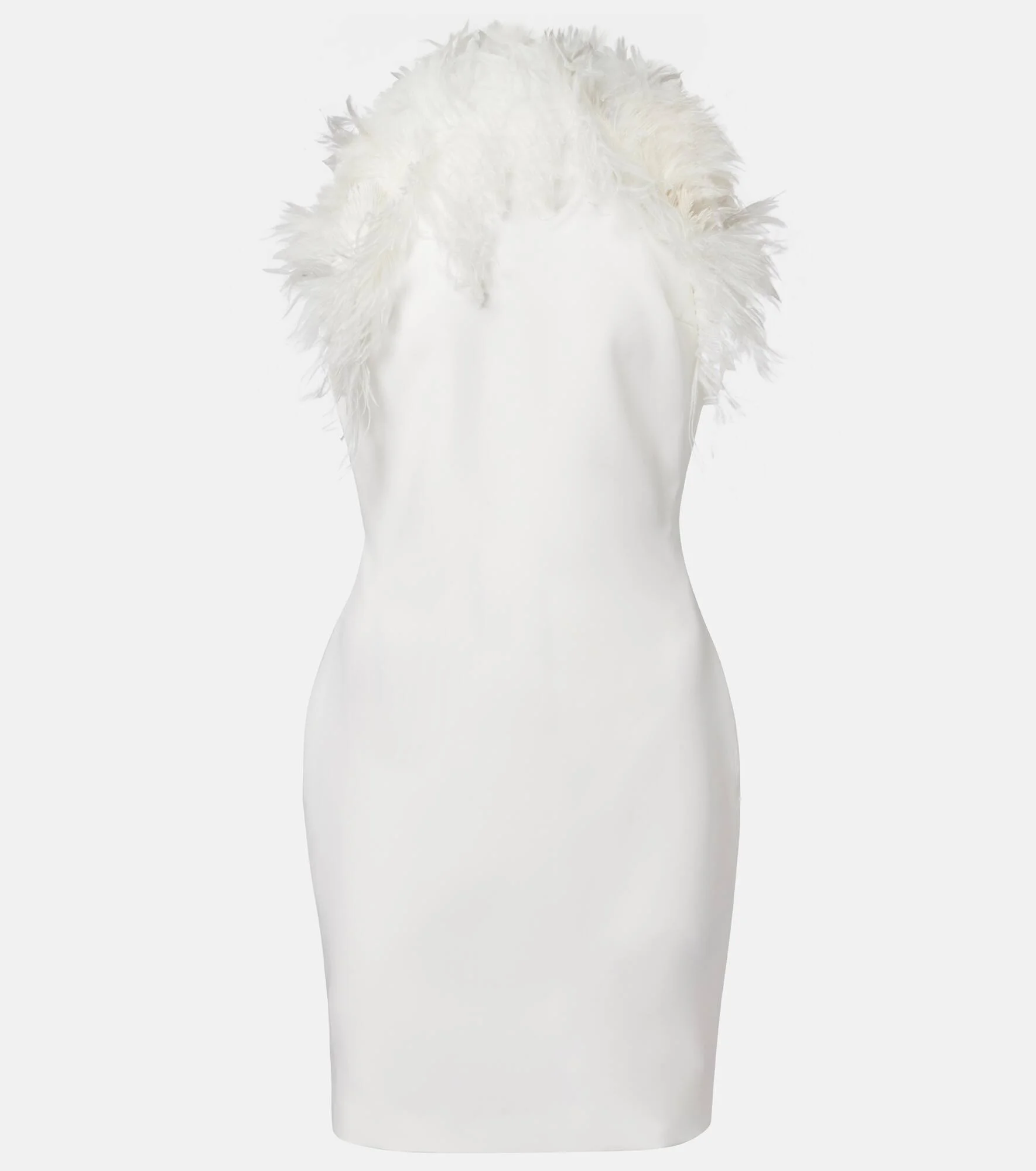 Feather-trimmed cady minidress - 1