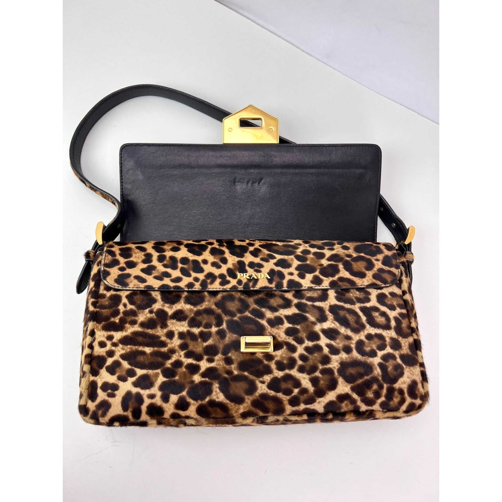 Prada Cavallino Leopard calf Hair Shoulder Bag - 16